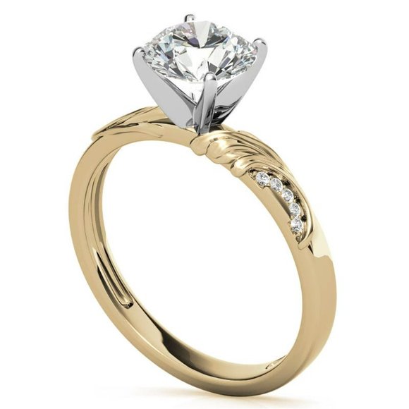 3.0Carat -9.0mm Round Moissanite Floral Accent Engagement Ring - Picture 8 of 16